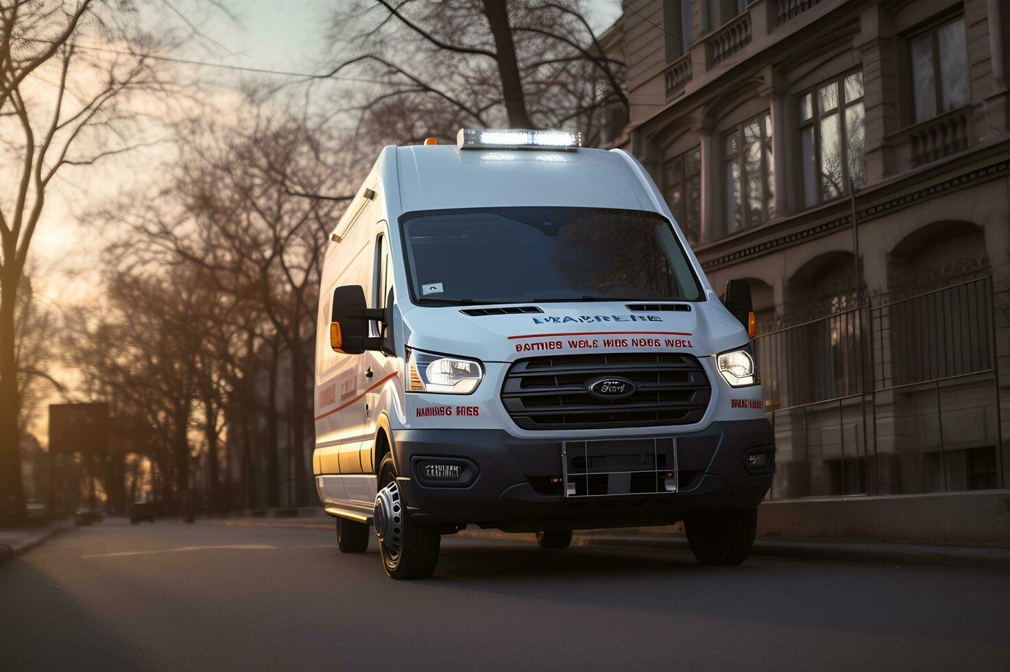 medisch noodgeval ambulance auto Aan de straat foto