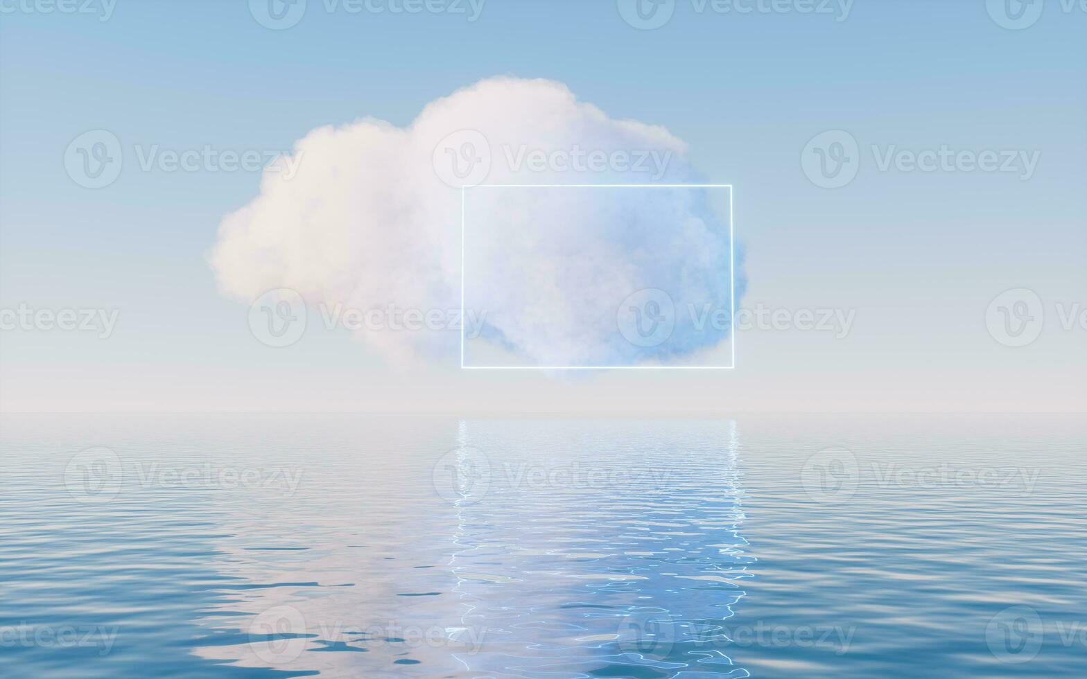 wolk en water oppervlak, 3d weergave. foto