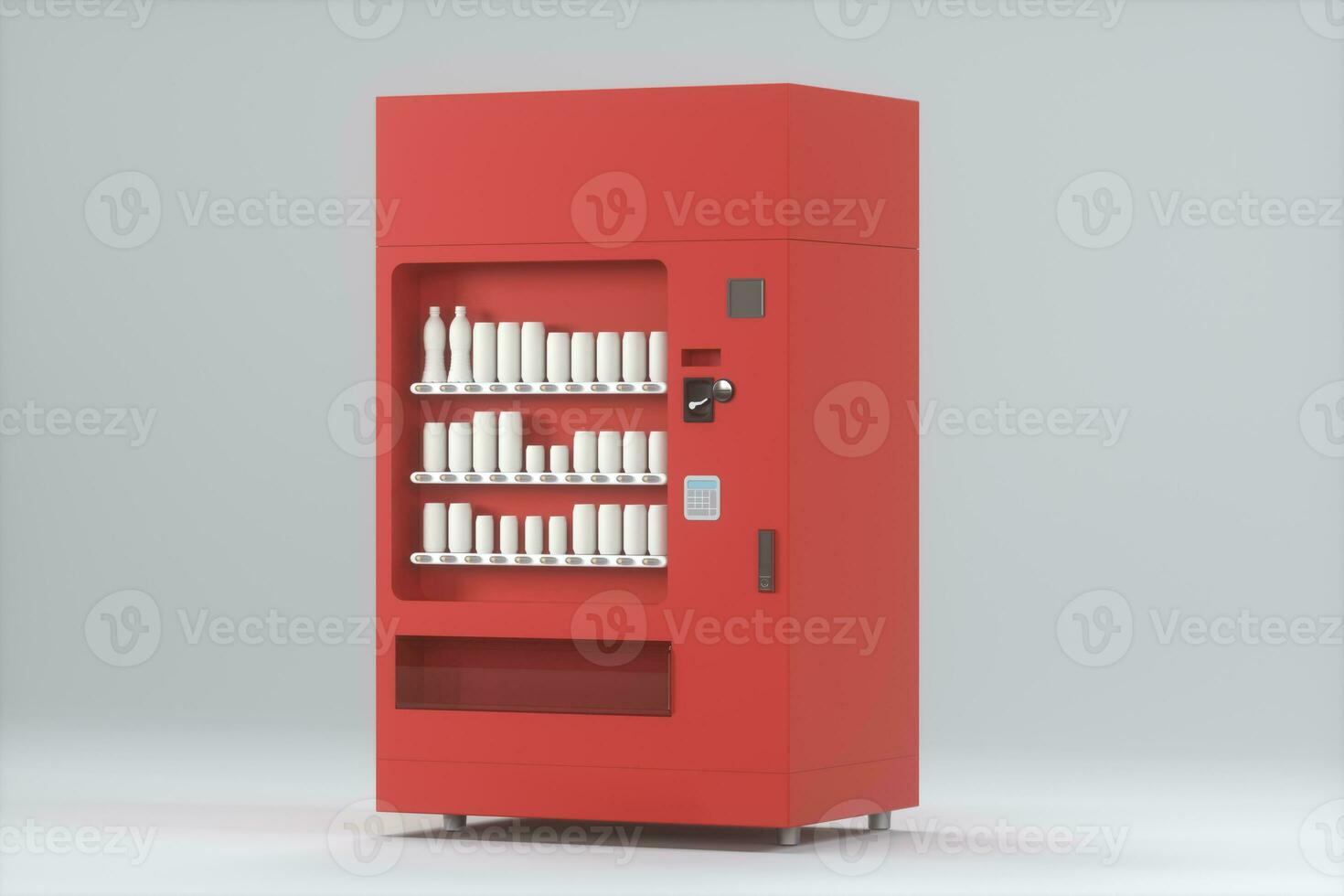 de rood model- van verkoop machine met wit achtergrond, 3d weergave. foto