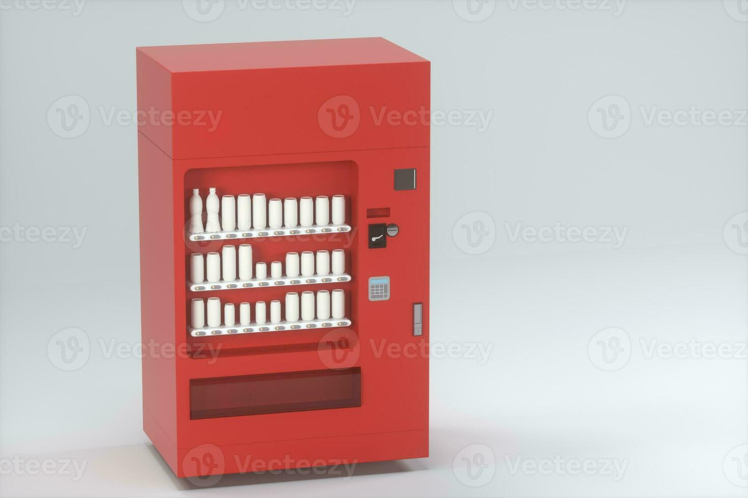 de rood model- van verkoop machine met wit achtergrond, 3d weergave. foto