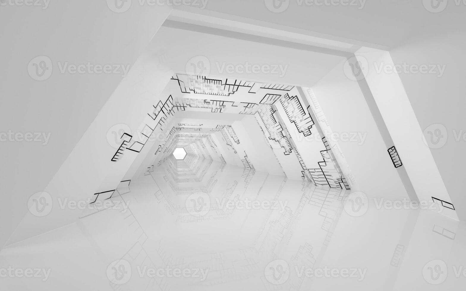 leeg tunnel met wit achtergrond, 3d weergave. foto