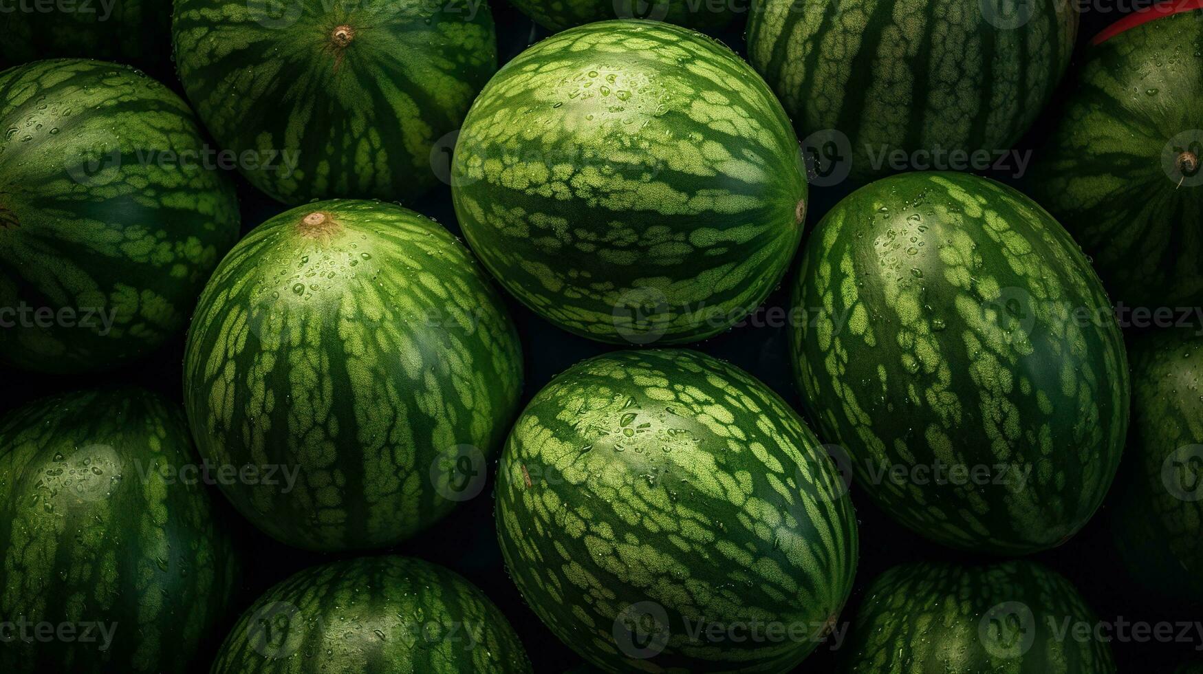 realistisch foto van een bundel van watermeloenen. top visie fruit landschap. ai gegenereerd