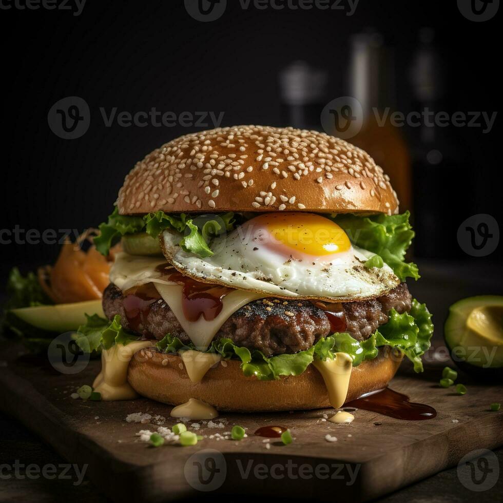 realistisch foto van Hamburger. detailopname voedsel fotografie. ai gegenereerd