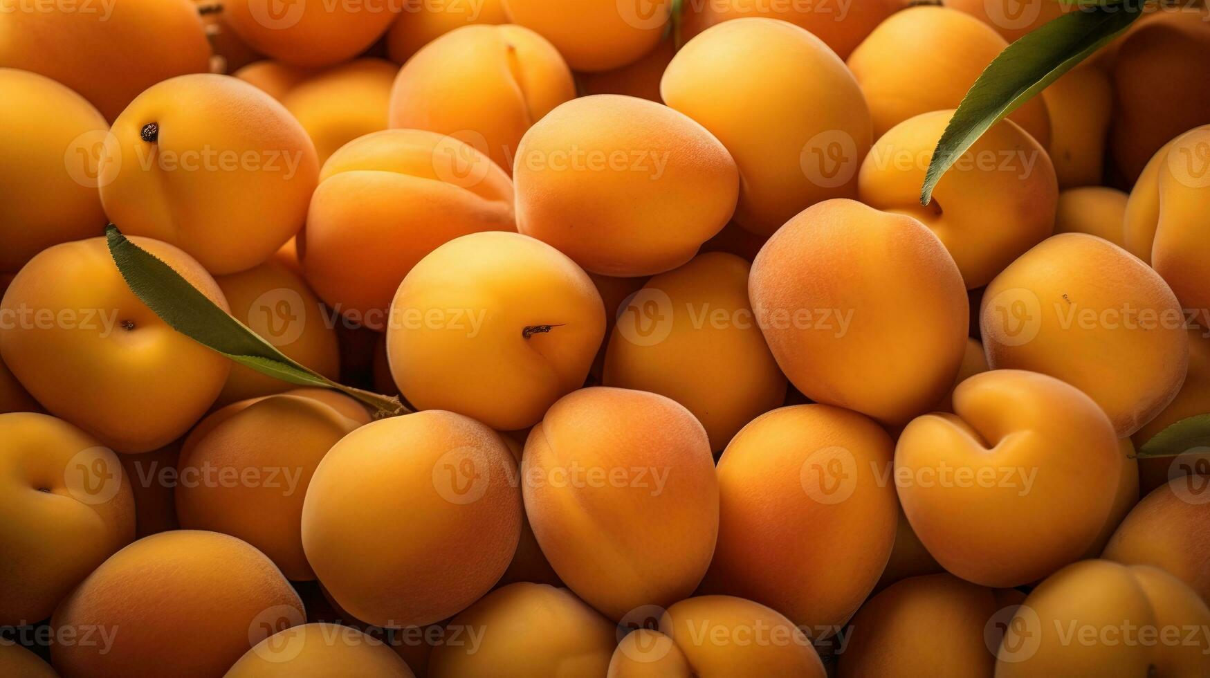 realistisch foto van een bundel van abrikozen. top visie fruit landschap. ai gegenereerd