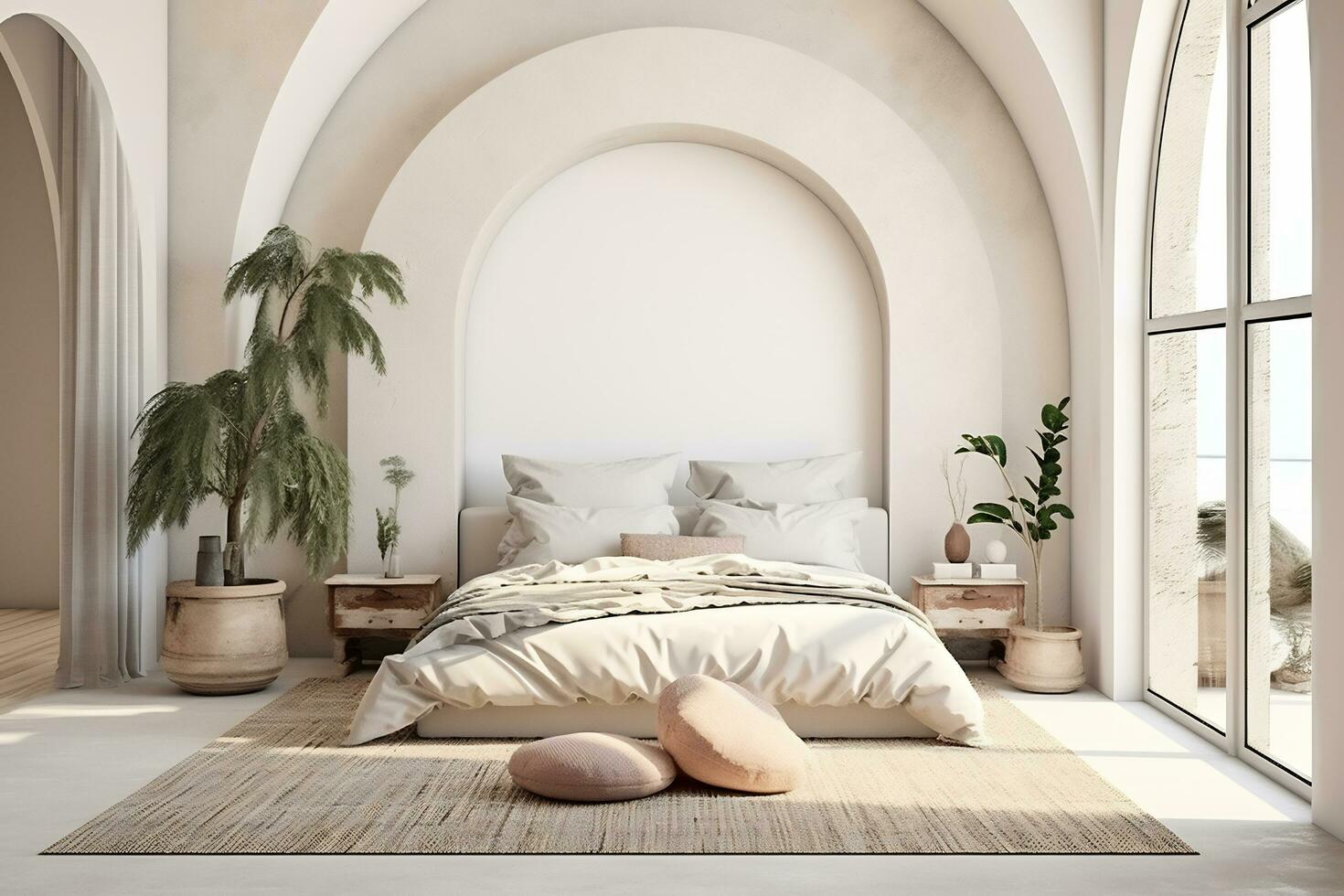 modern interieur slaapkamer ontwerp met boog foto