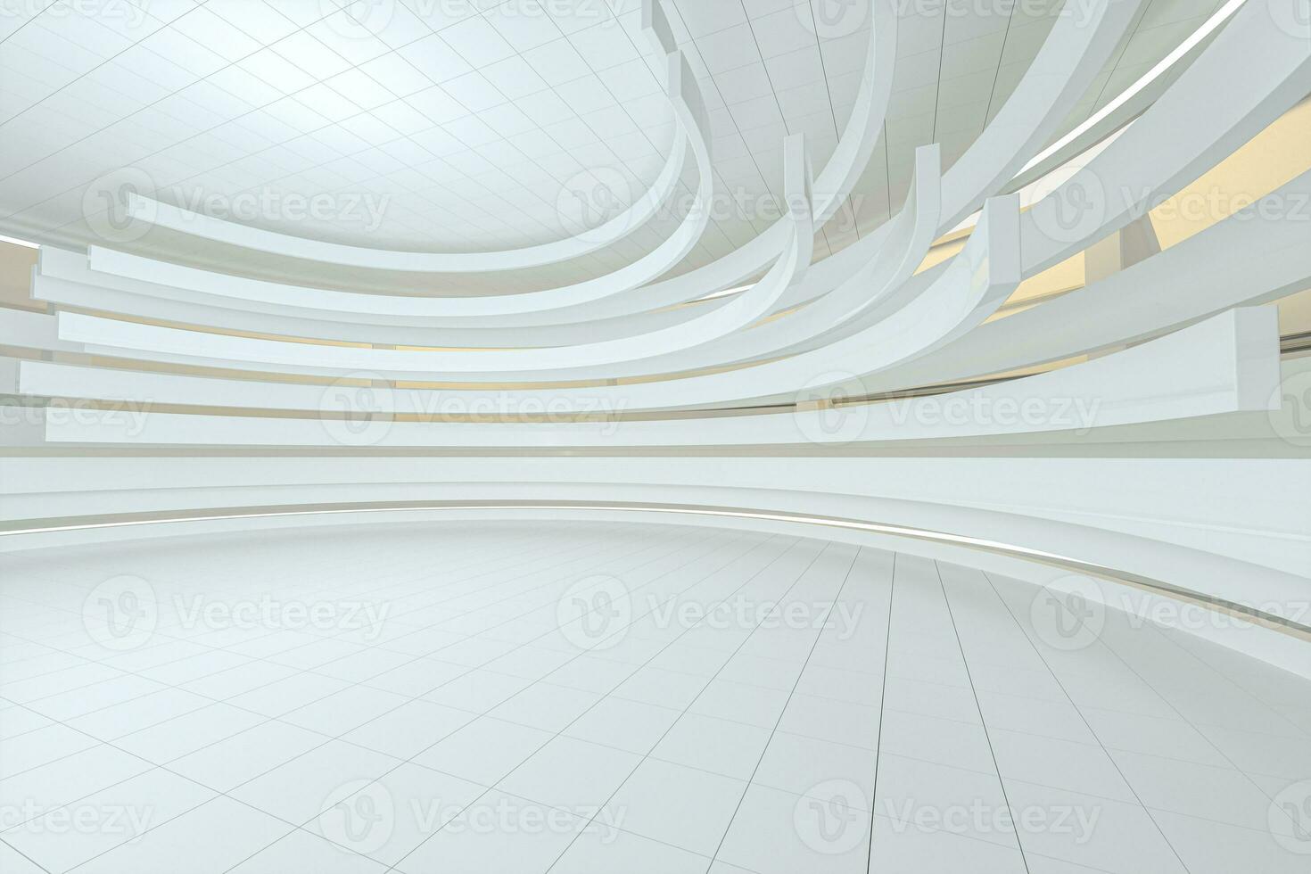 wit ronde kamer, futuristische structuur, 3d weergave. foto