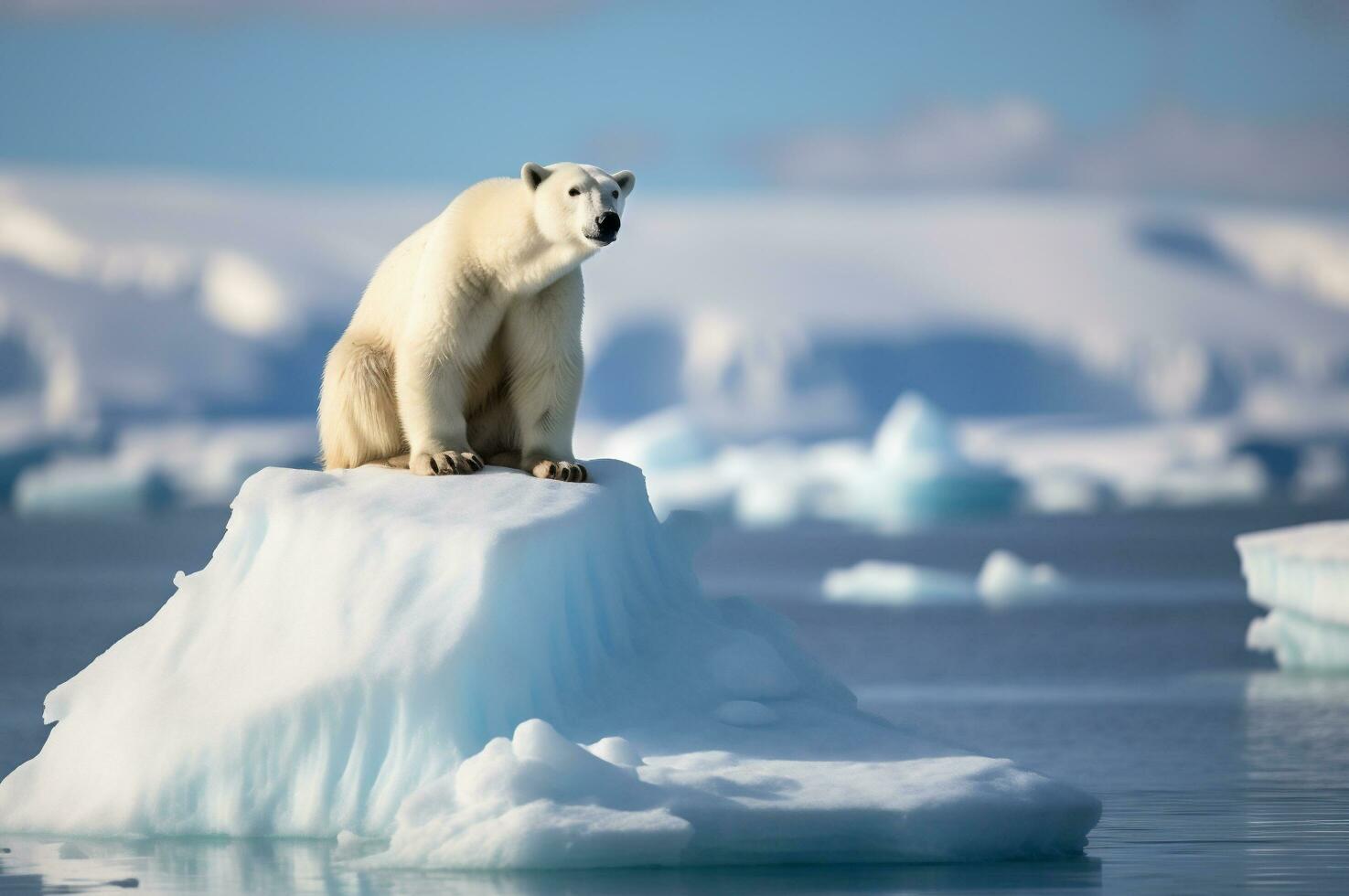 polair beer Aan ijsberg in haar natuurlijk leefgebied in de arctisch cirkel. ai gegenereerd foto