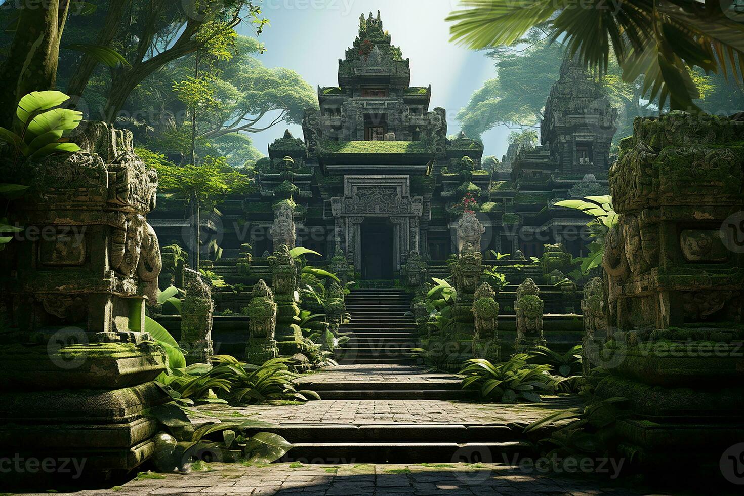 ai generatief van beeld van Hindoe tempel poort net zo cultuur en religieus ritueel in Bali Indonesië foto