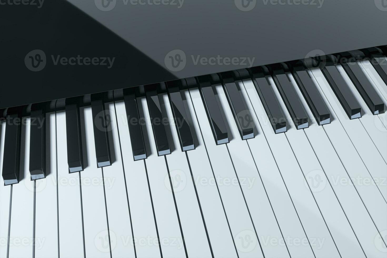 piano sleutels met donker achtergrond, 3d weergave. foto