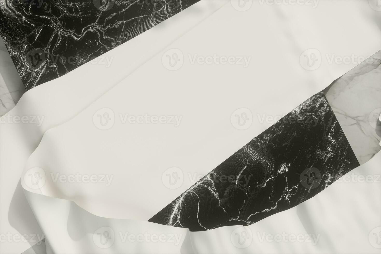 blanco rollen van papier Aan de marmeren plaat, marmer achtergrond,3d weergave, foto