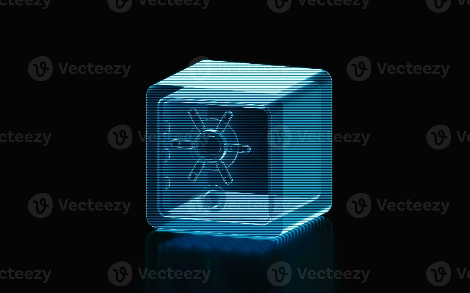holografische beeld van veilig doos, futuristische element, 3d weergave. foto