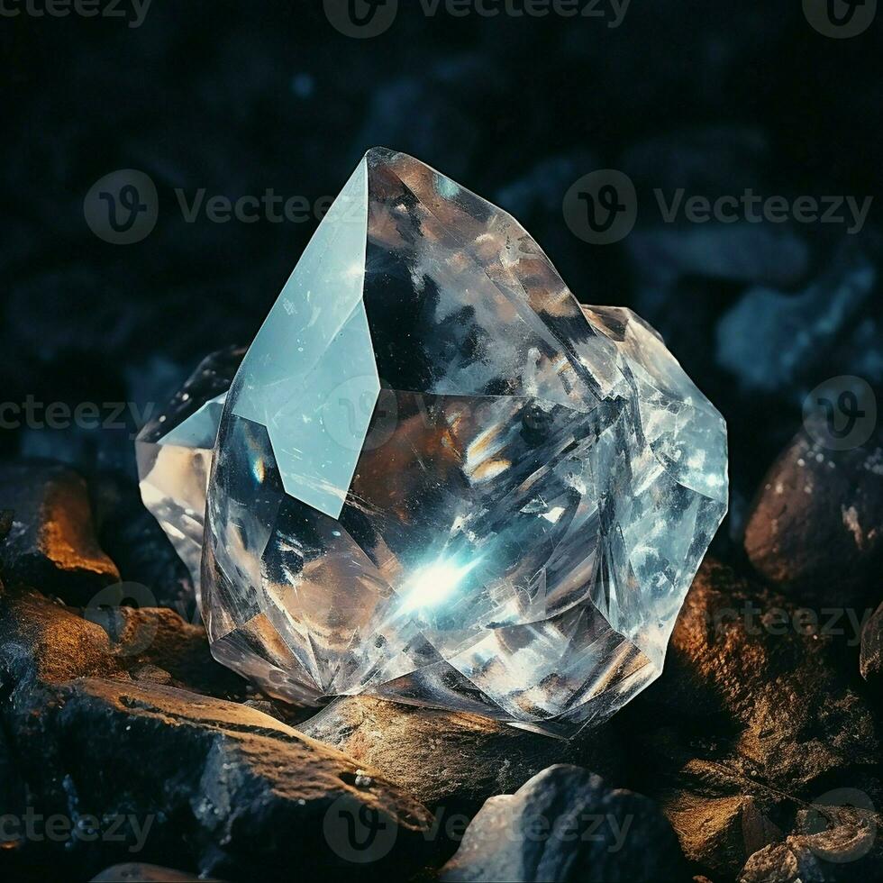 de ruw diamant is een kostbaar steen gevonden in mijnen, vertegenwoordigen de concept van mijnbouw en extraheren bijzonder ertsen. foto