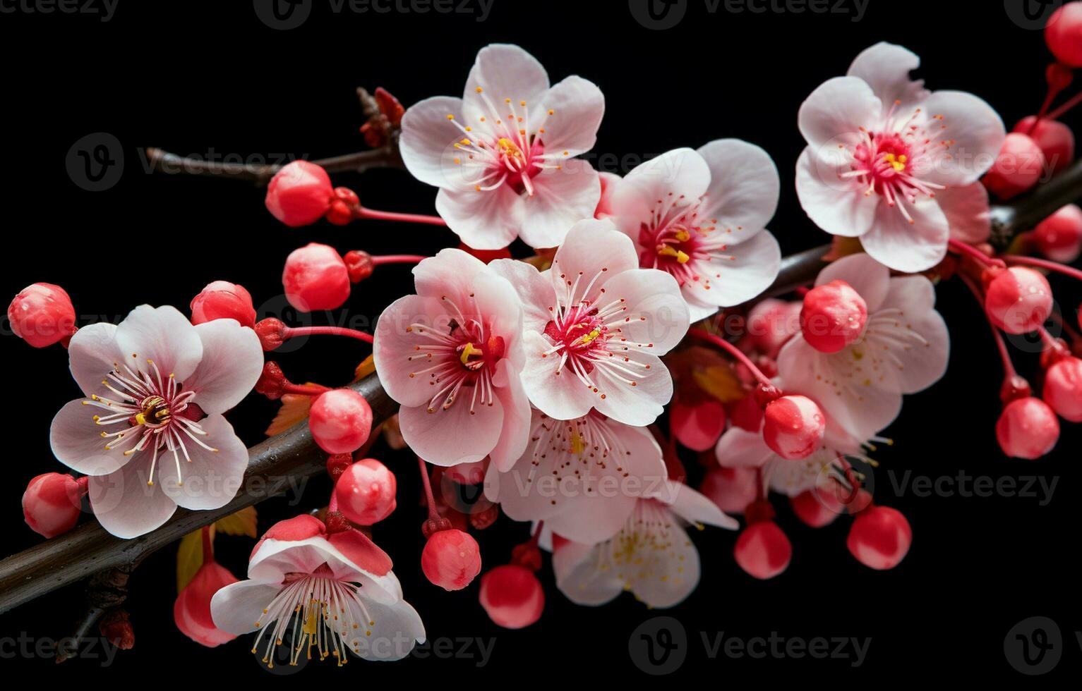 ume is een Japans Pruim en de rood en wit bloesem is een felicitatie- bloem in Japan. foto