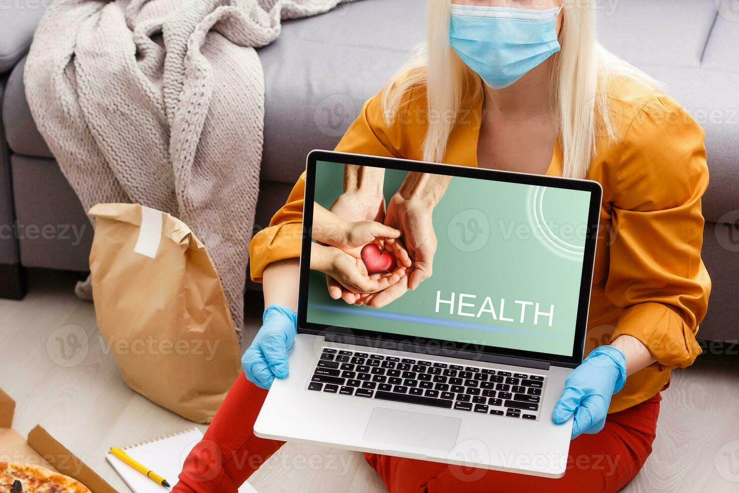gezondheidszorg online overleg plegen concept, Gezondheid door laptop foto