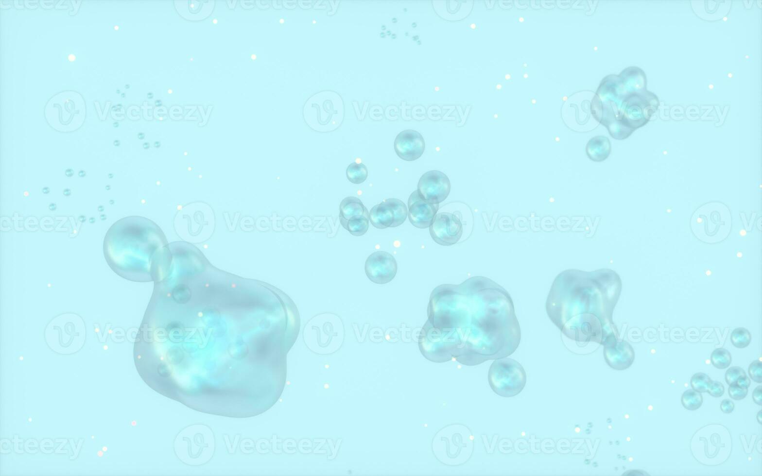 spleet bubbels onderwater, 3d weergave. foto