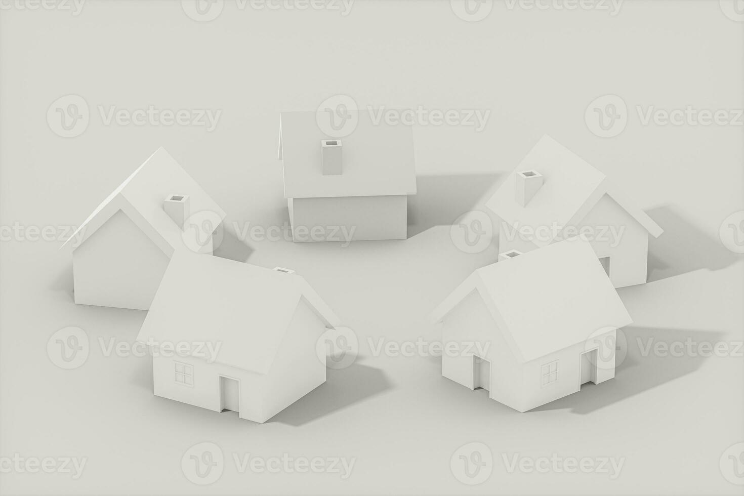 wit klein huis model- met wit achtergrond, 3d weergave. foto
