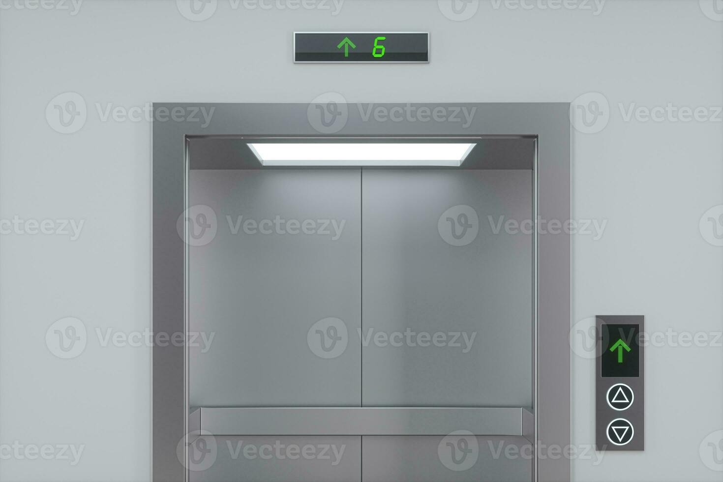 de lift in de hal, 3d weergave. foto