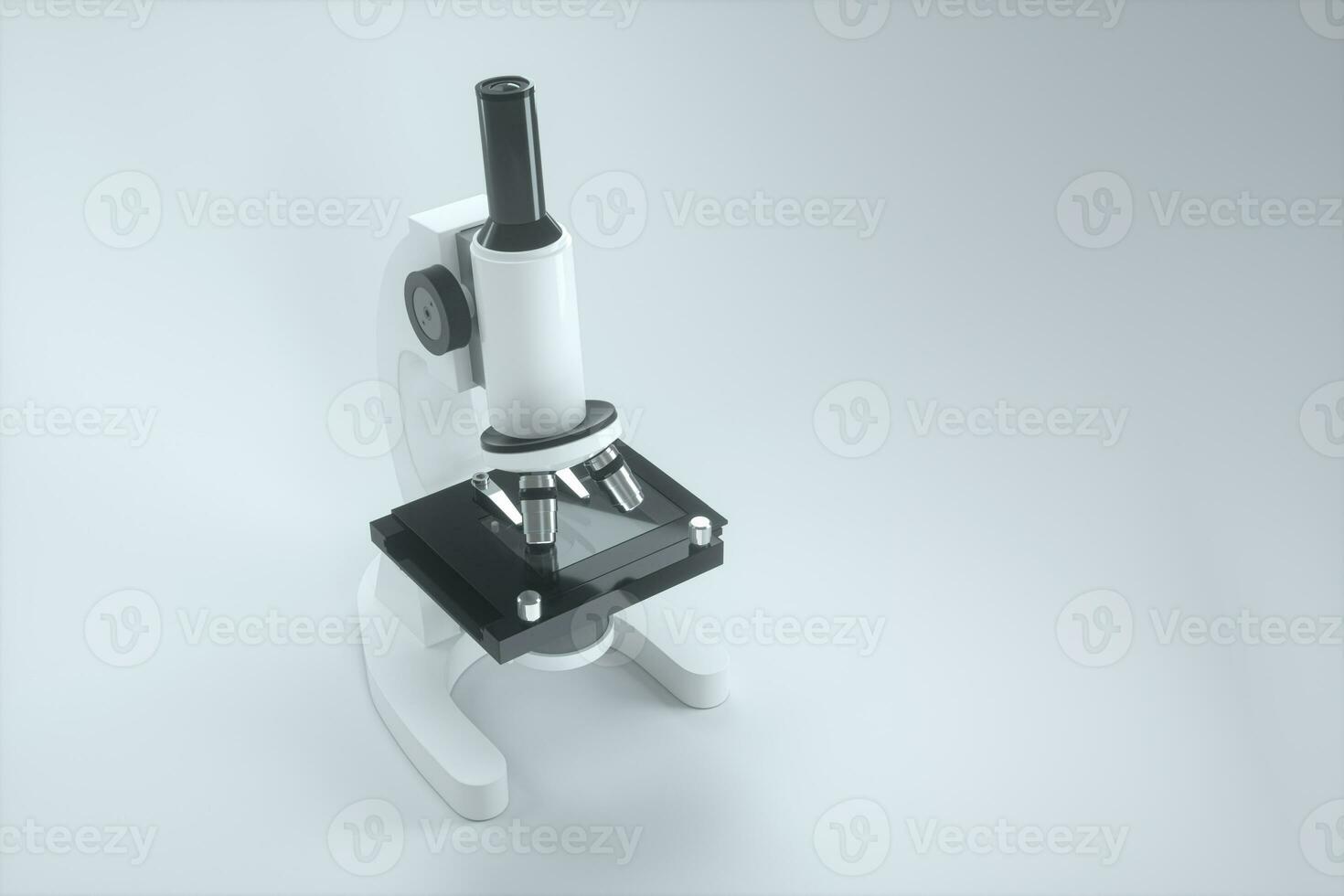 microscoop met wit achtergrond, abstract conceptie, 3d weergave. foto