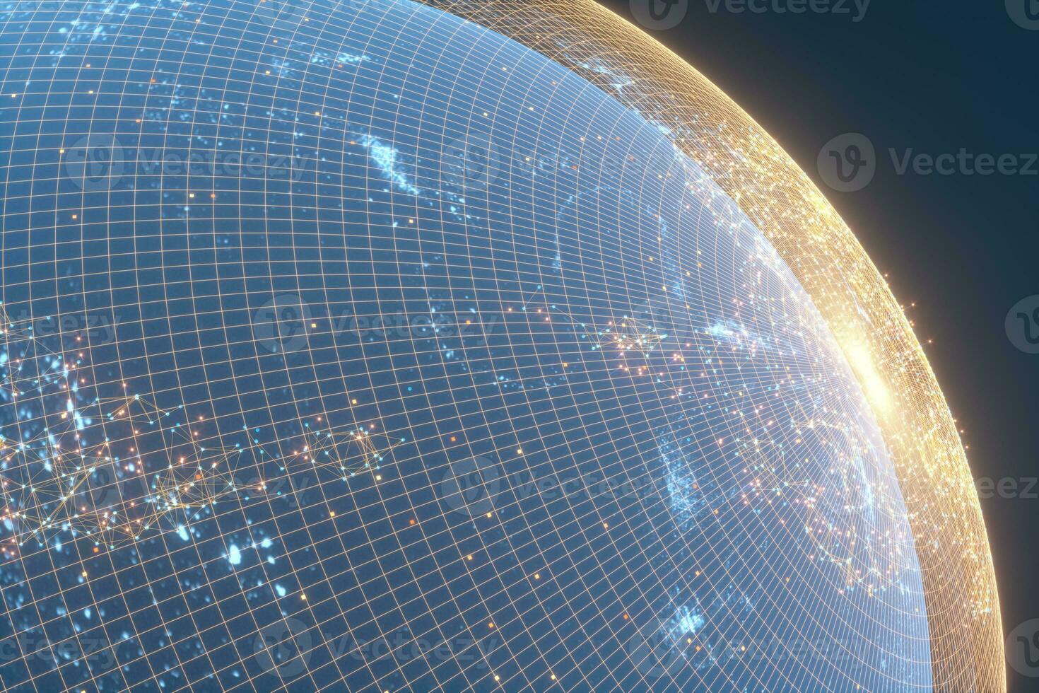 aarde en gegevens, planeten en sterrenstelsels, 3d weergave. foto