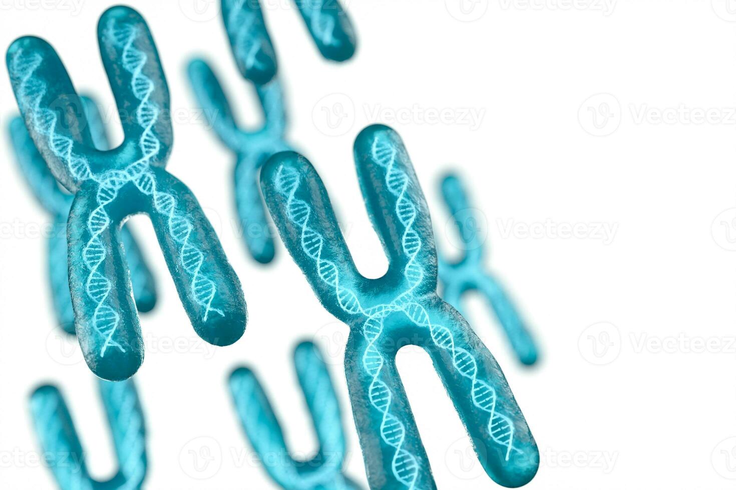 chromosoom met wit achtergrond, 3d weergave. foto