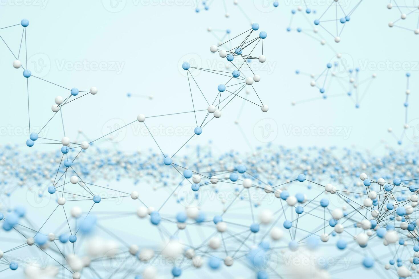 biologie structuur lijnen en deeltjes, 3d weergave. foto