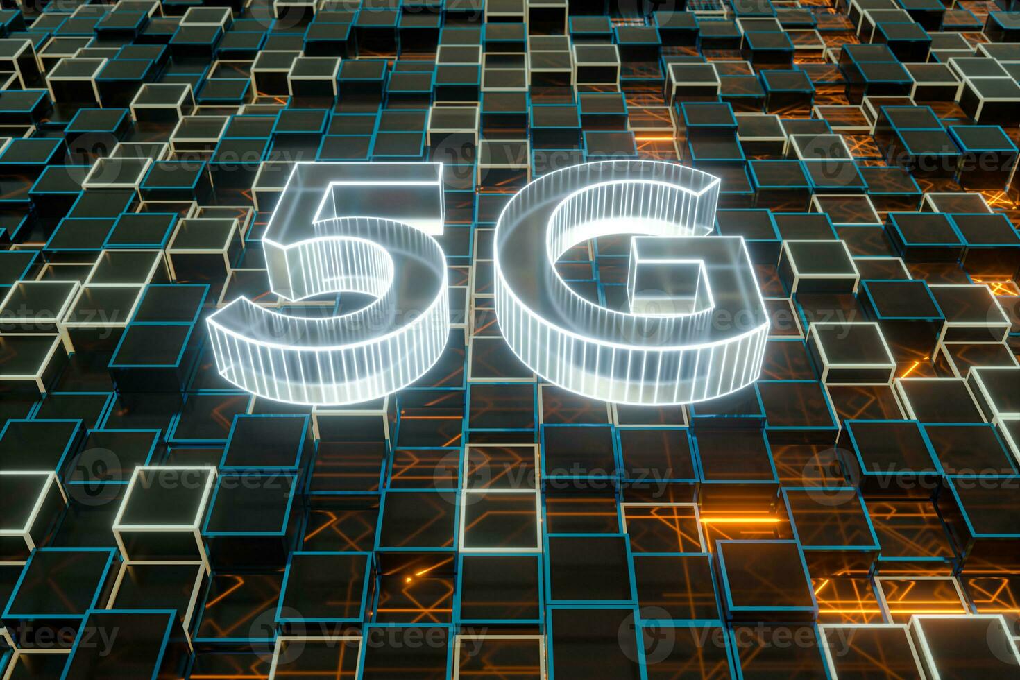 doopvont 5g met sci-fi plein achtergrond, 3d weergave. foto