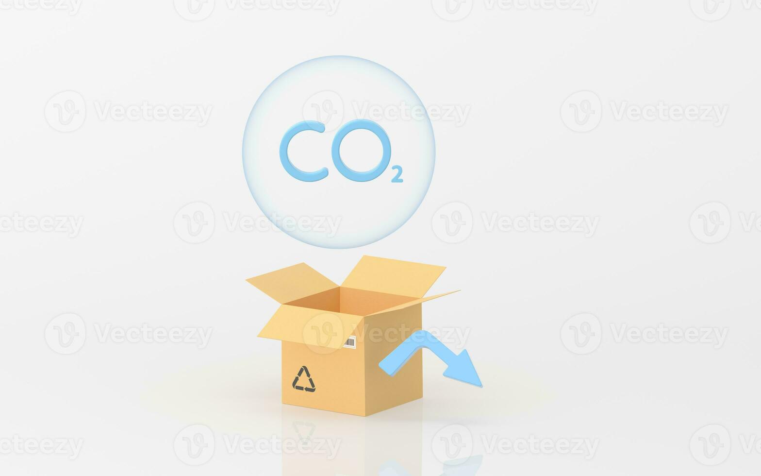 koolstof uitstoot en logistiek, 3d weergave. foto