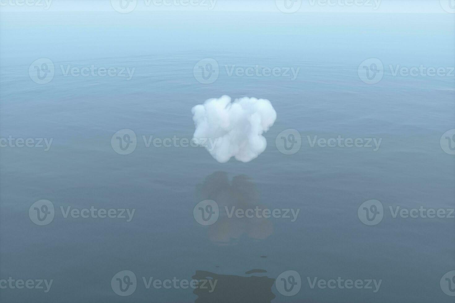 de wolk drijvend Aan de meer, rustig scène, 3d weergave. foto