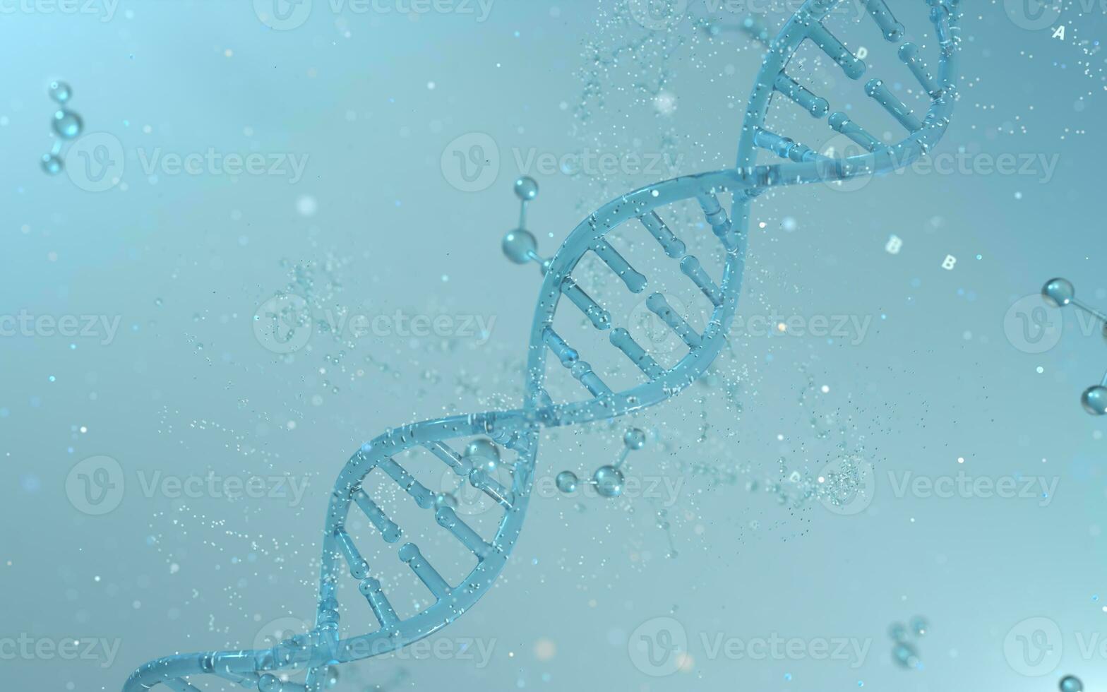 dna genomen structuur met divisie molecuul, 3d weergave. foto