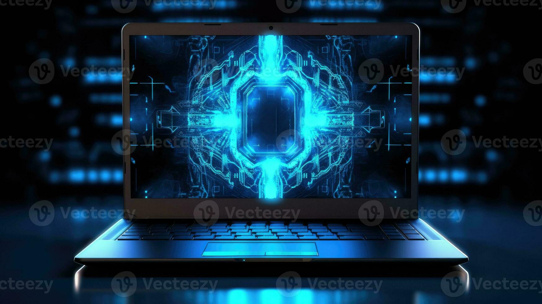 cyber veiligheid concept. Gesloten hangslot Aan laptop scherm foto