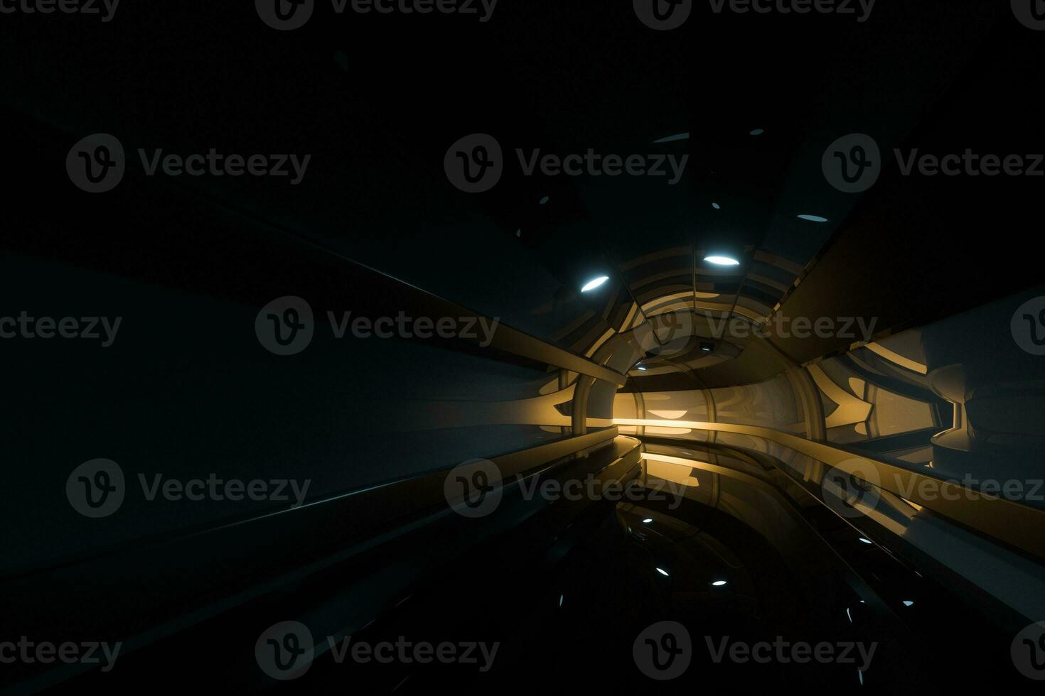 donker tunnel met licht Bij de einde, 3d weergave. foto
