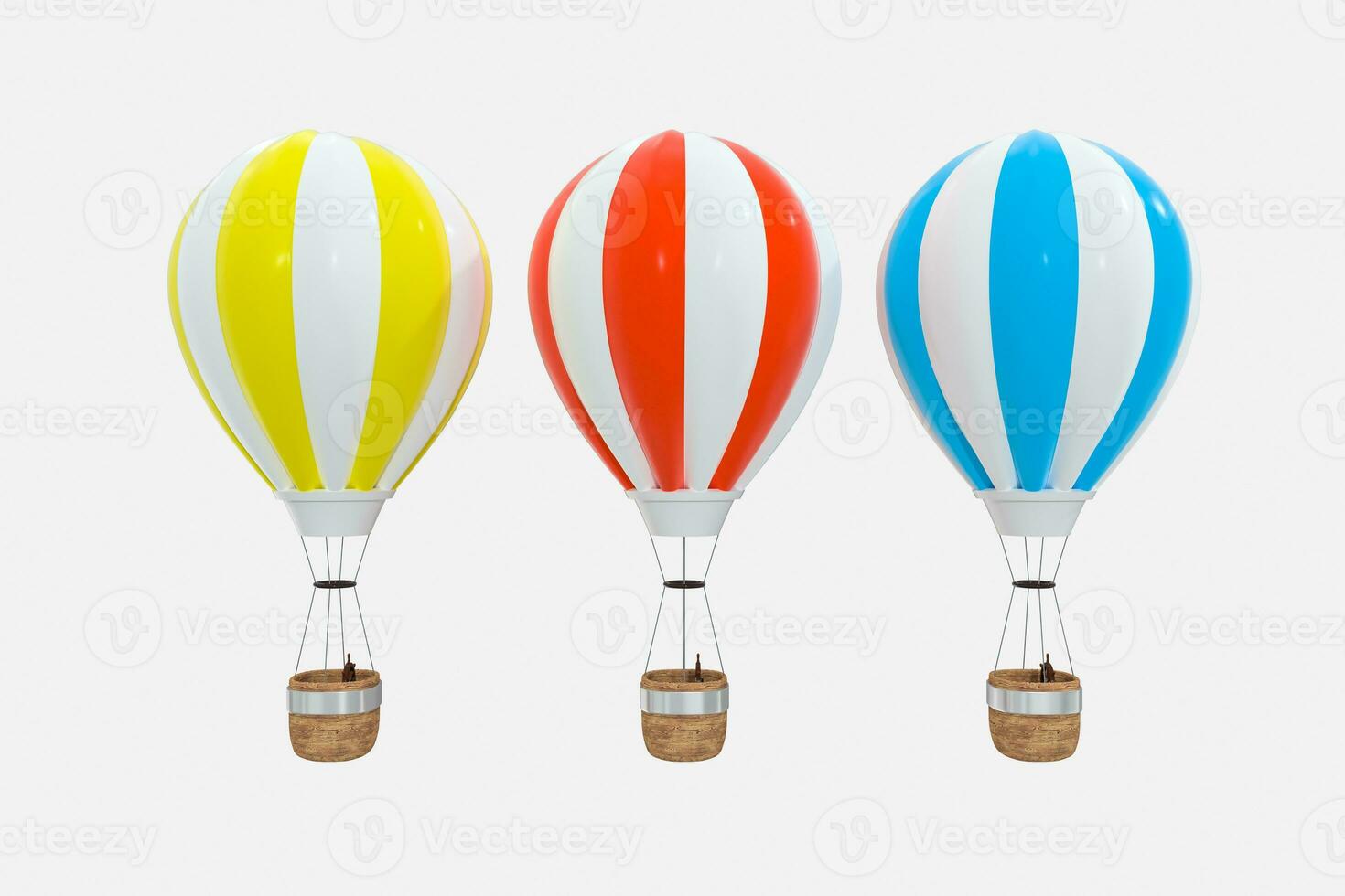 kleurrijk hete lucht ballon met wit achtergrond, 3d weergave. foto