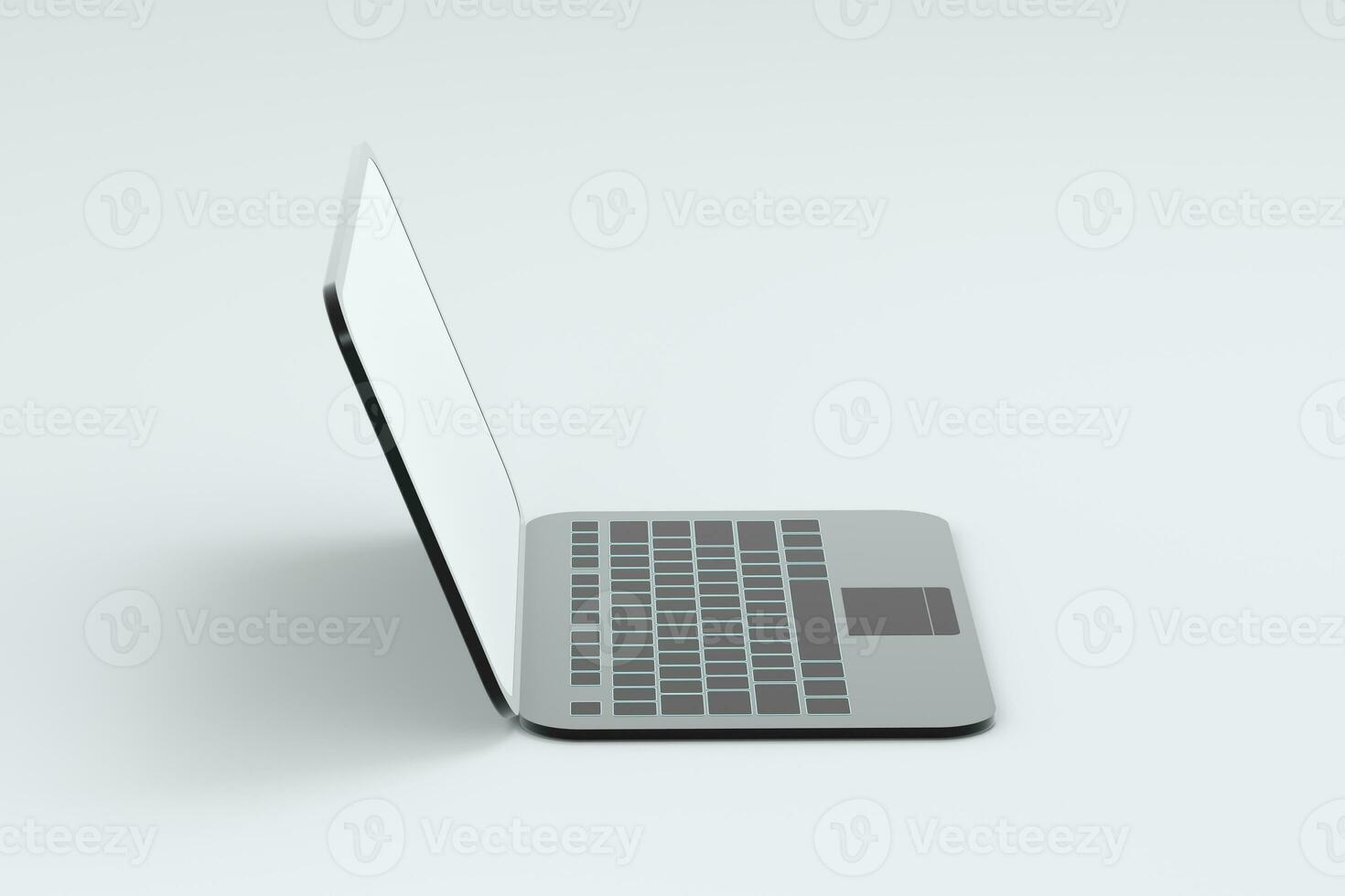 laptop met wit achtergrond, technologisch concept, 3d weergave. foto