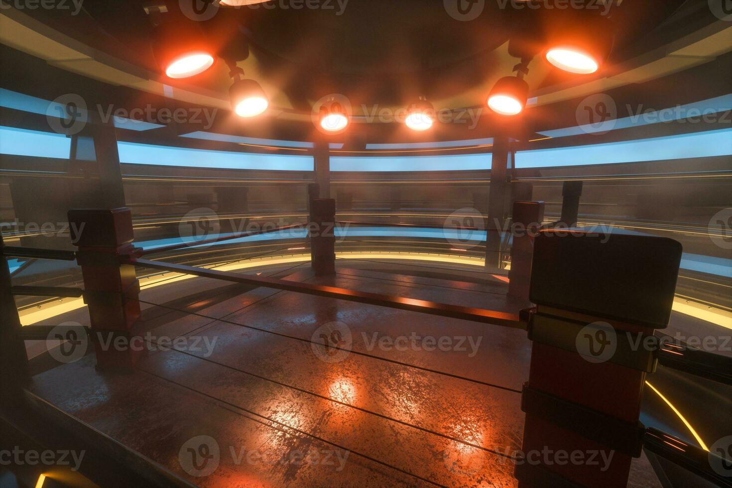 de arena in een donker kamer, 3d weergave. foto