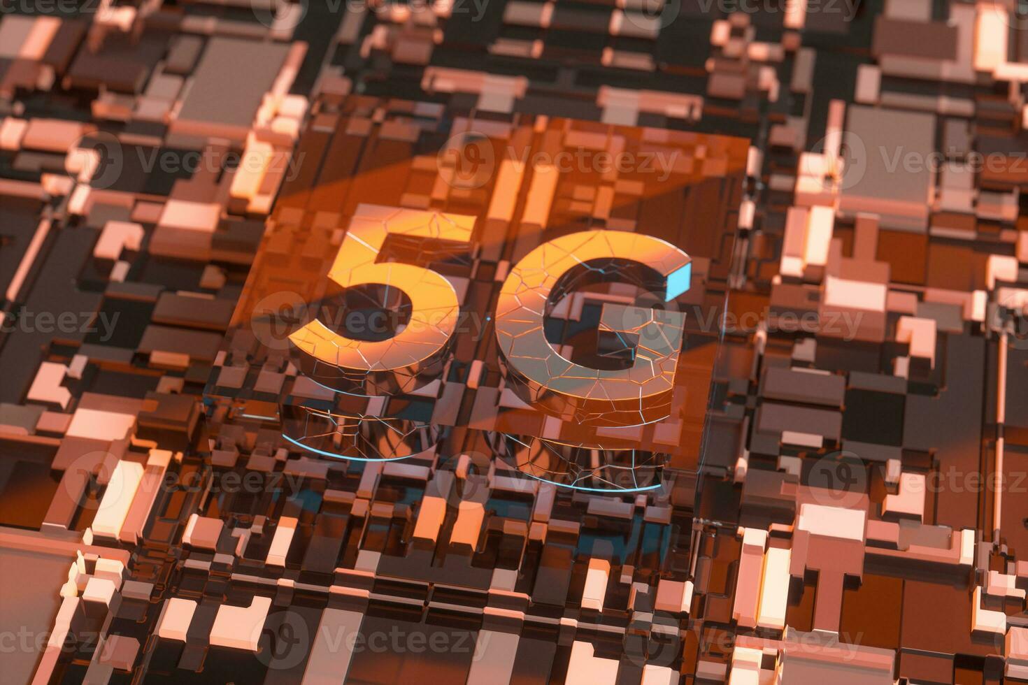 3d weergave, 5g doopvont en stroomkring achtergrond foto