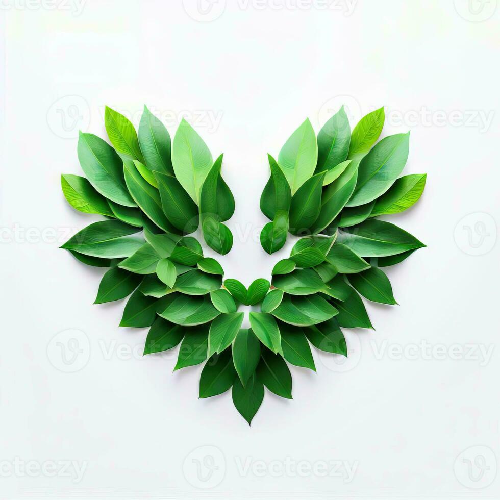 groen gefluister, bladeren bouwen een hart, generatief ai foto