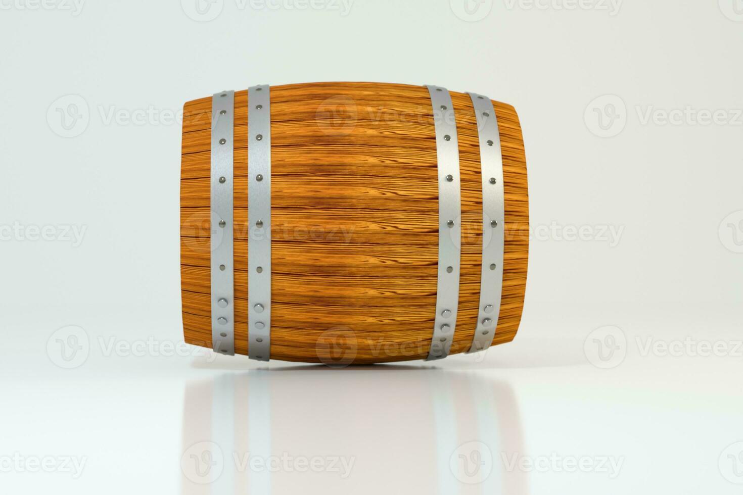 houten wijnmakerij vat met wit achtergrond, 3d renderen foto