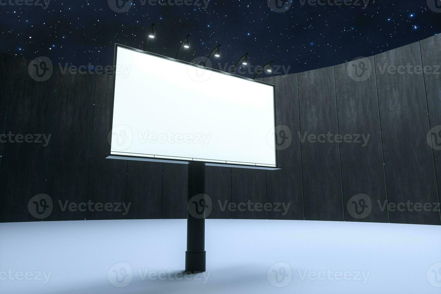 3d weergave, blanco reclame bord in de nacht tafereel foto