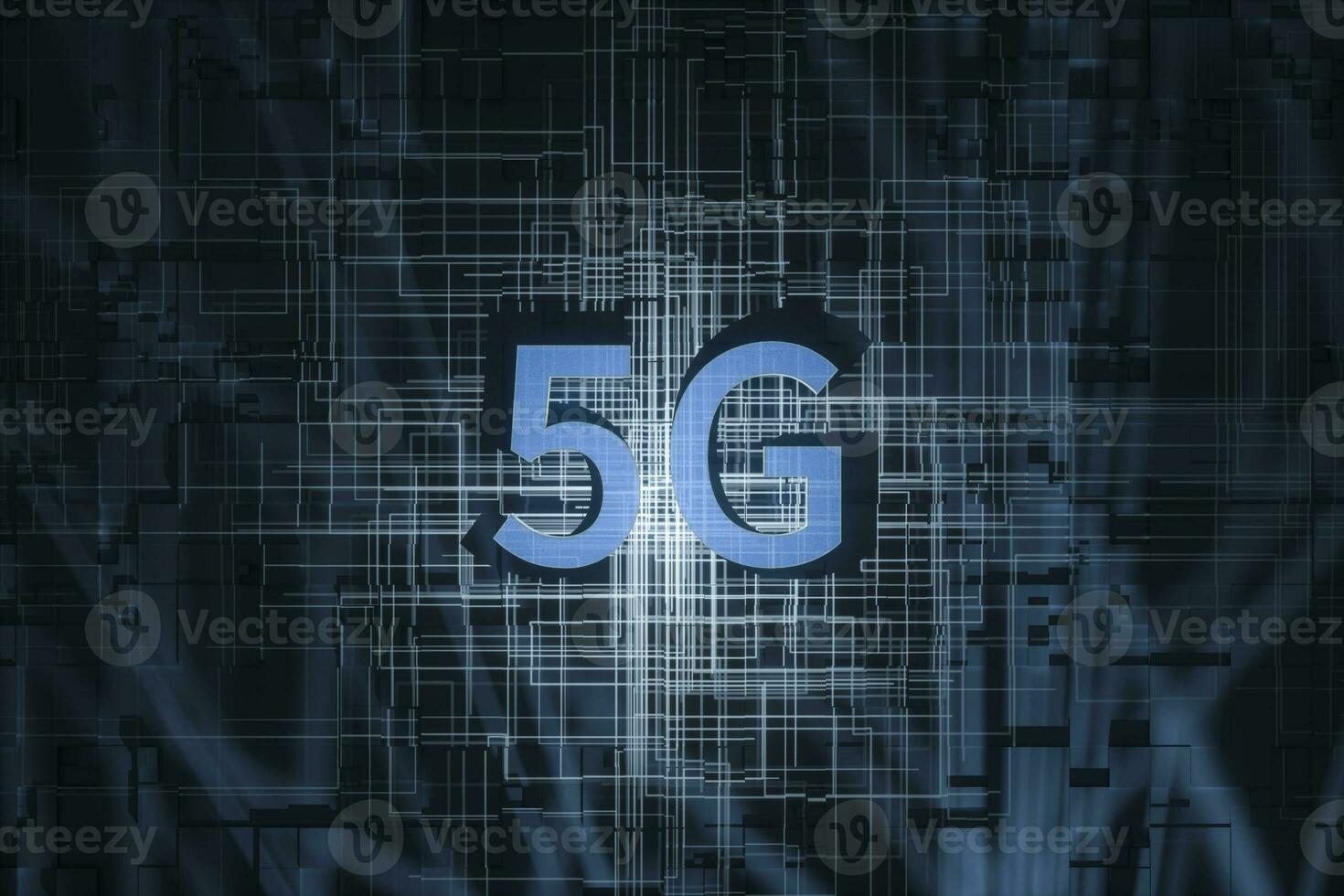 3d weergave, 5g doopvont en stroomkring achtergrond foto