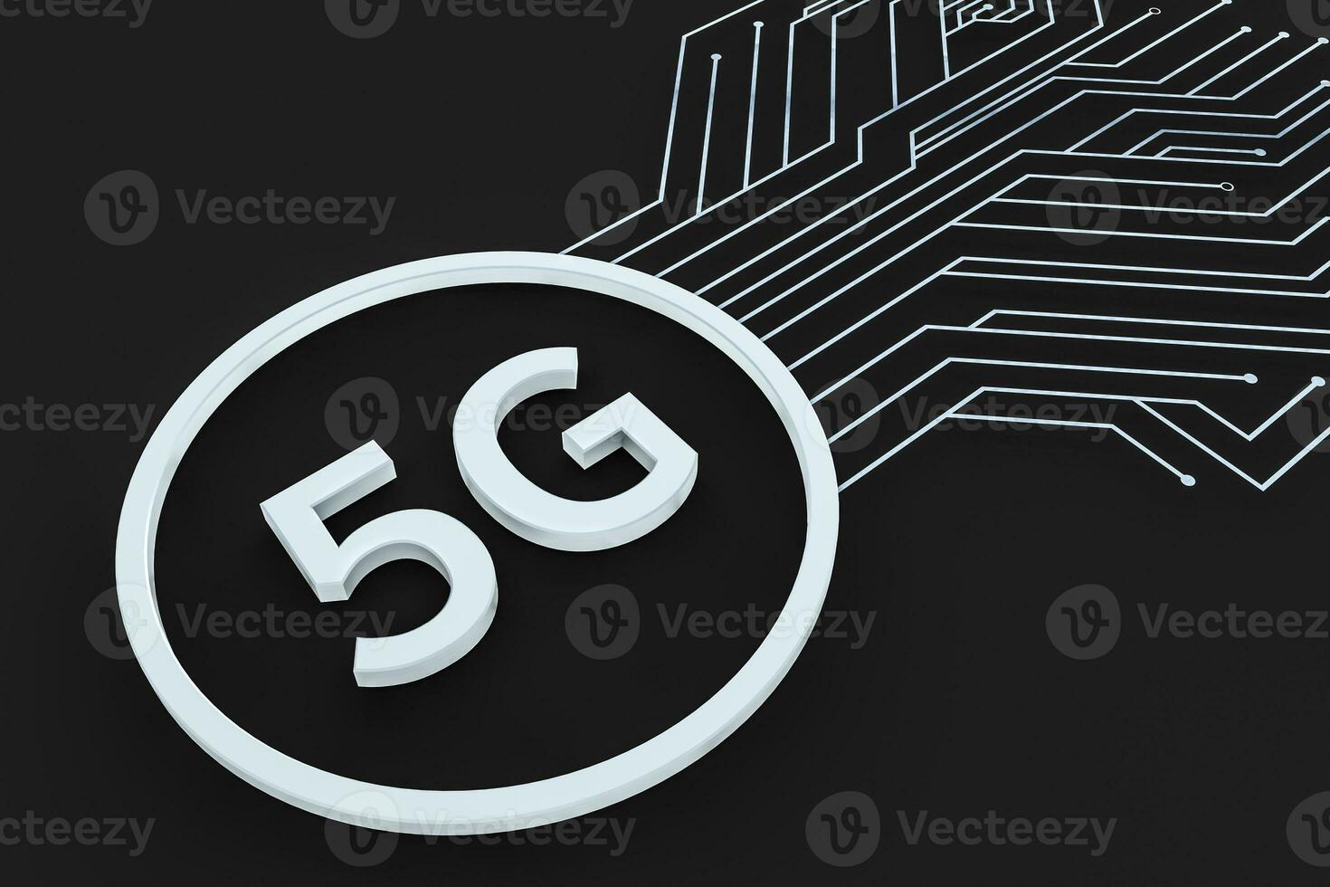 3d weergave, 5g doopvont en stroomkring achtergrond foto