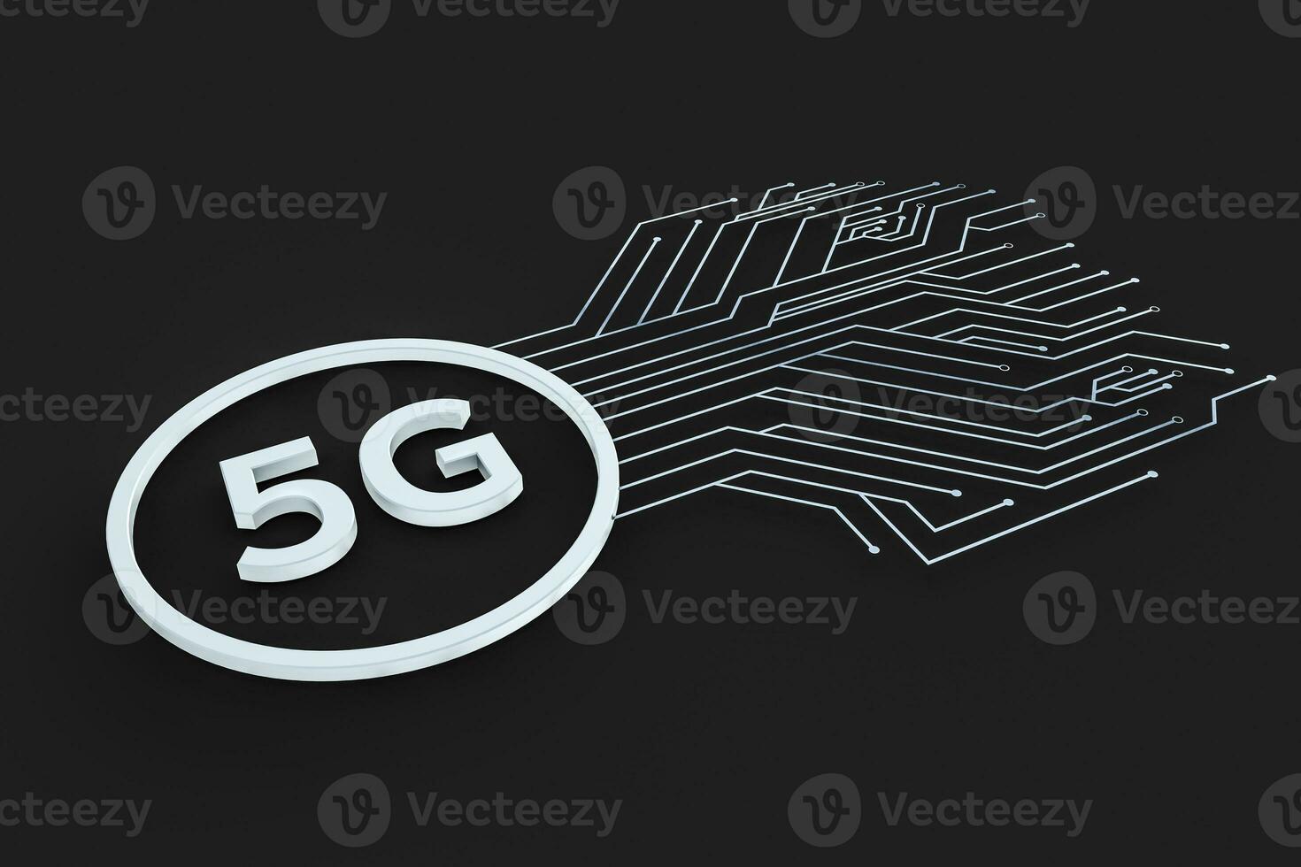 3d weergave, 5g doopvont en stroomkring achtergrond foto