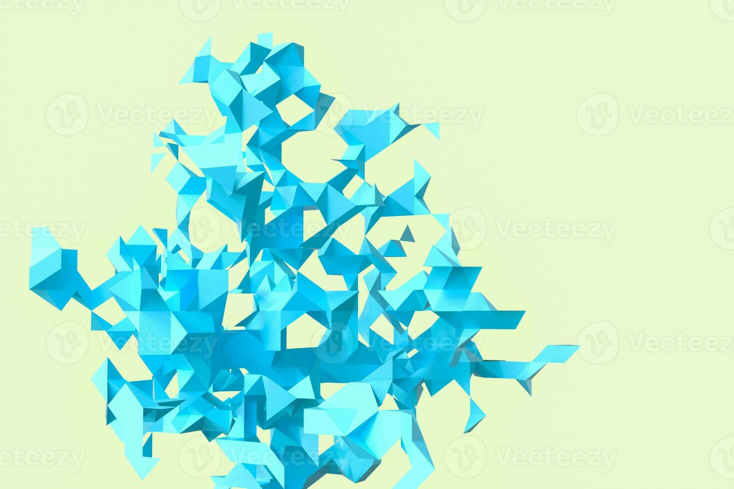 driehoekig papier met creatief vormen, 3d renderen foto