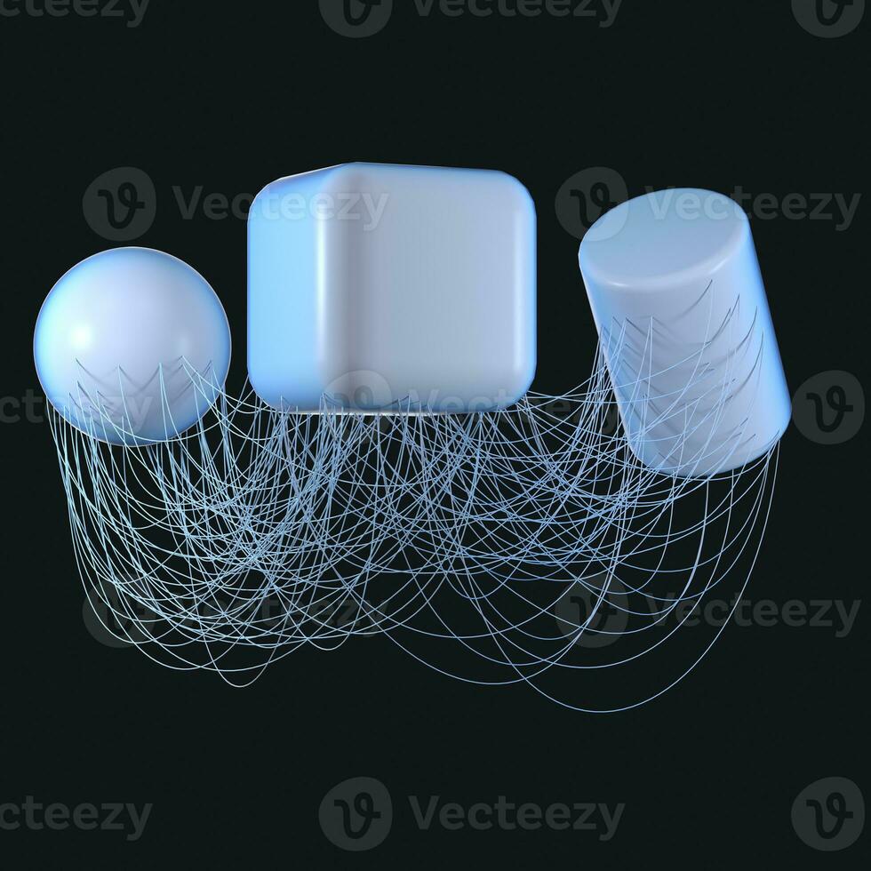 verbinding lijnen met creatief geometrieën, 3d weergave. foto