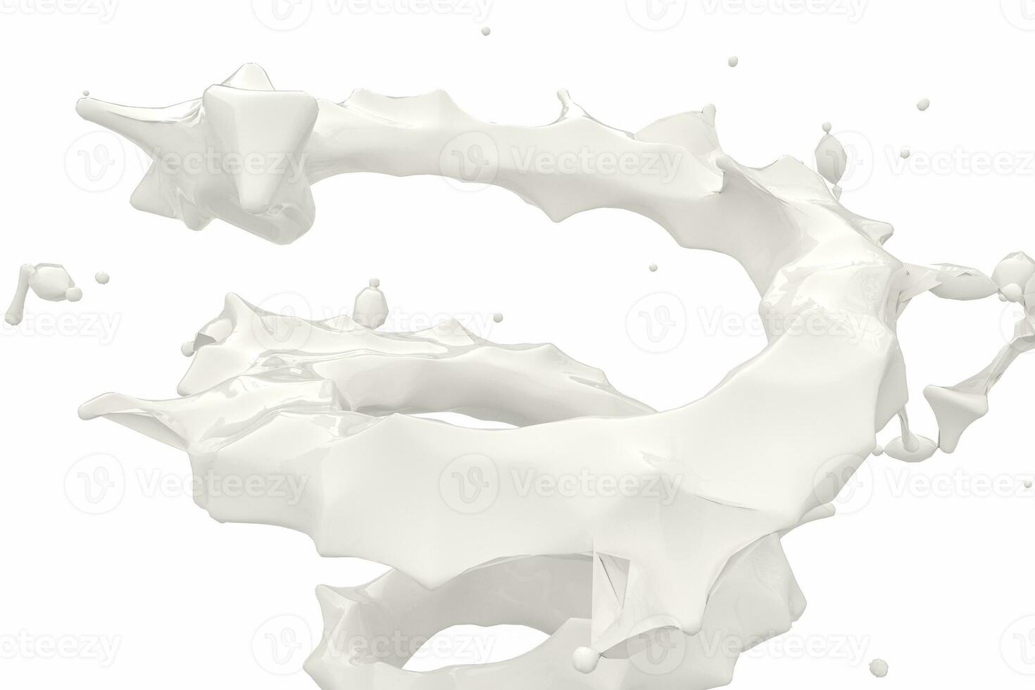 zuiverheid spatten melk met creatief vormen, 3d weergave. foto
