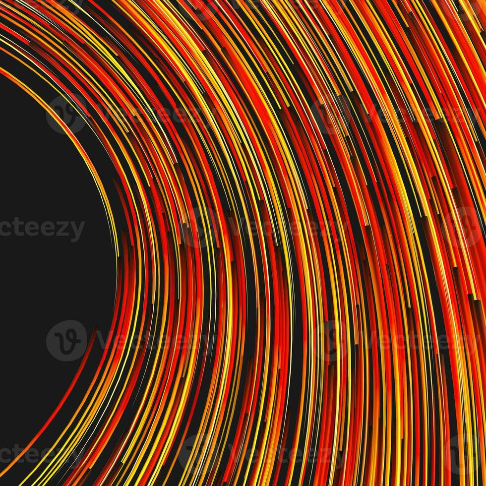 oranje wervelende wervelingen met helling lijnen, 3d renderen foto