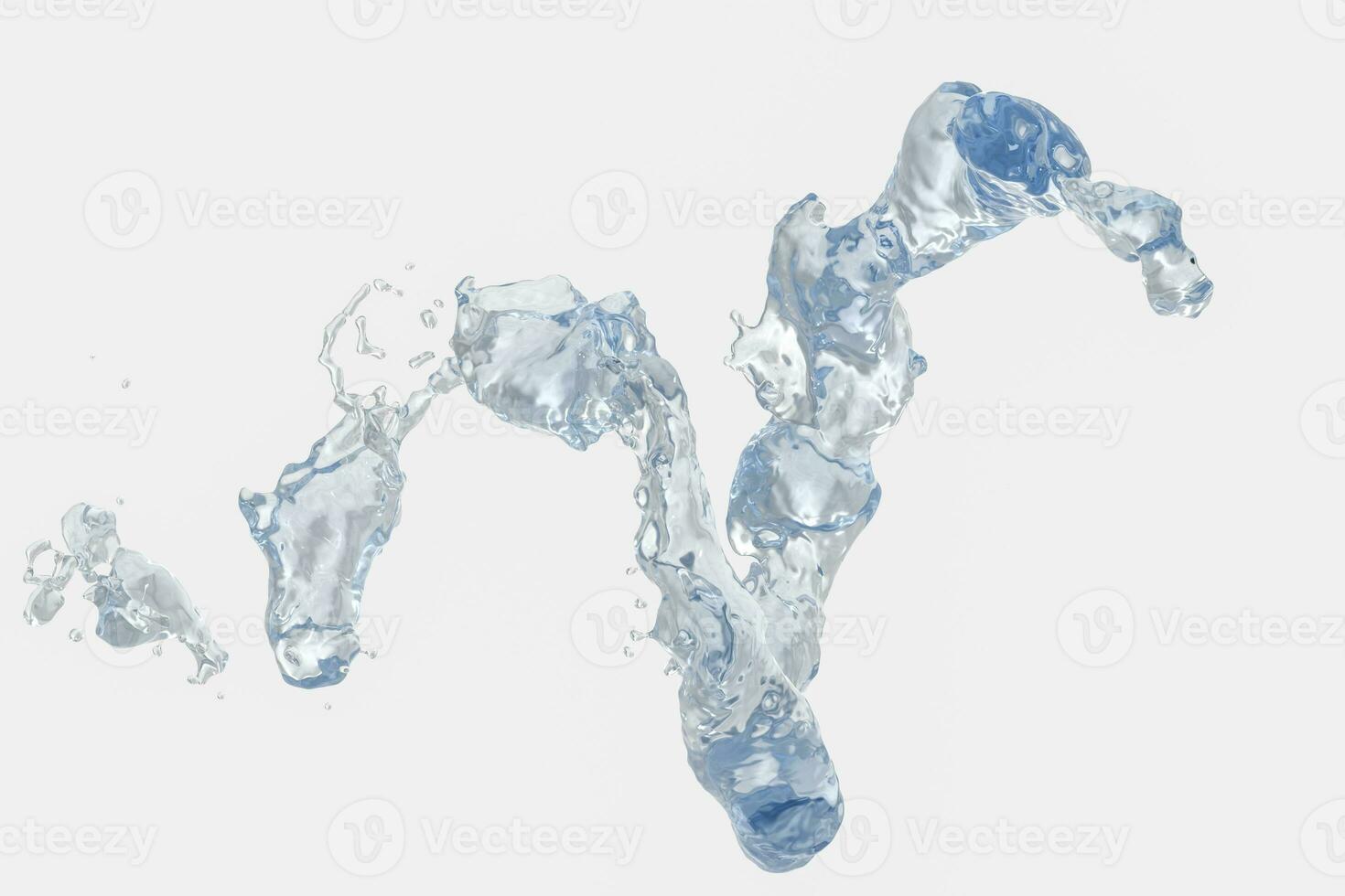 zuiverheid spatten water met creatief vormen, 3d weergave. foto