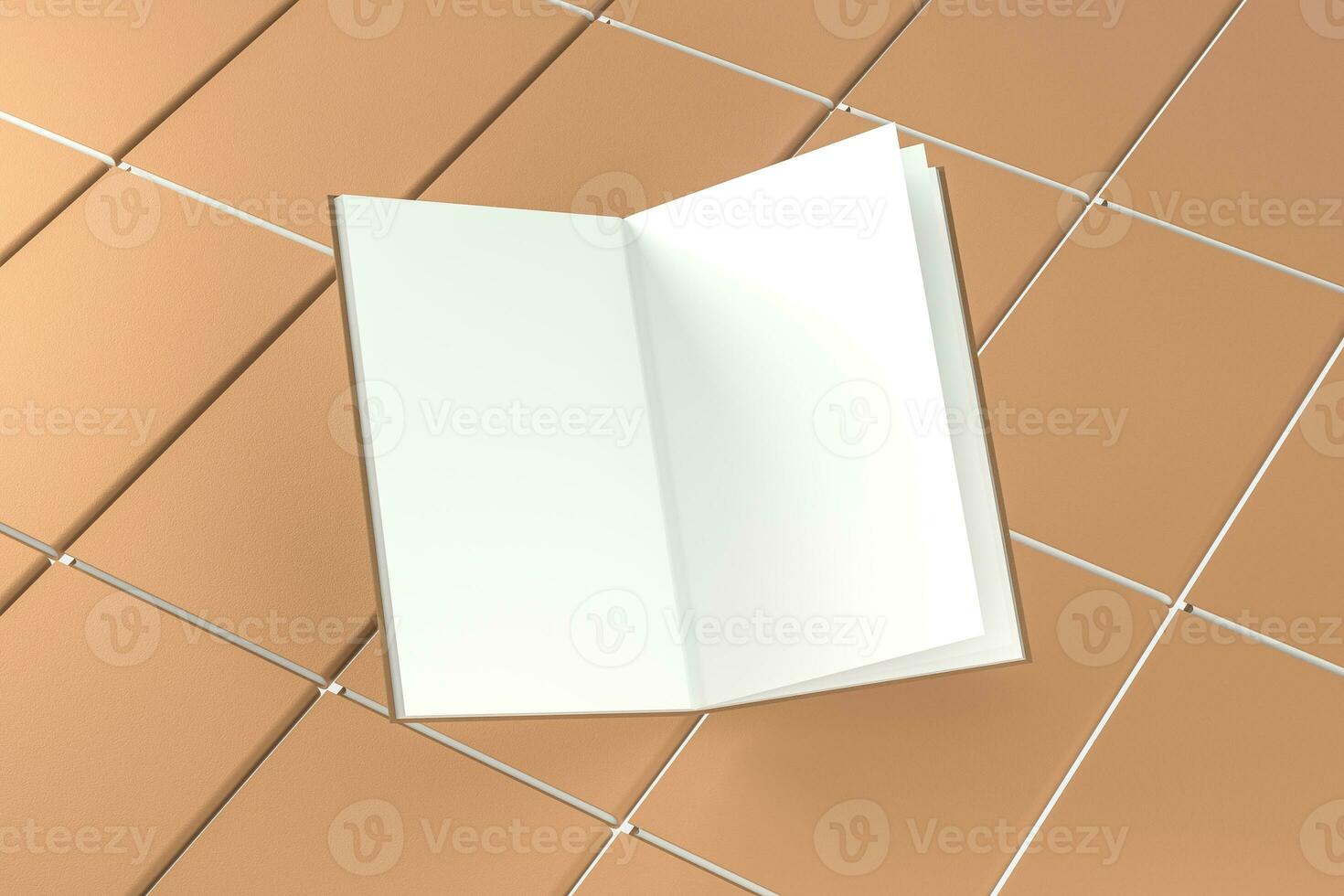 de bruin blanco opening notitieboekje achtergrond, 3d weergave. foto
