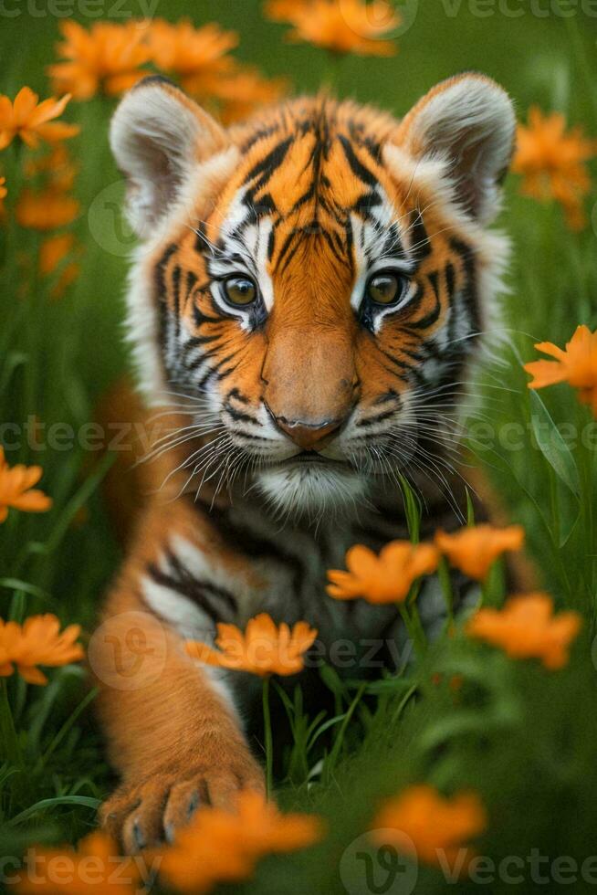 schattig tijger welp, baby tijger foto