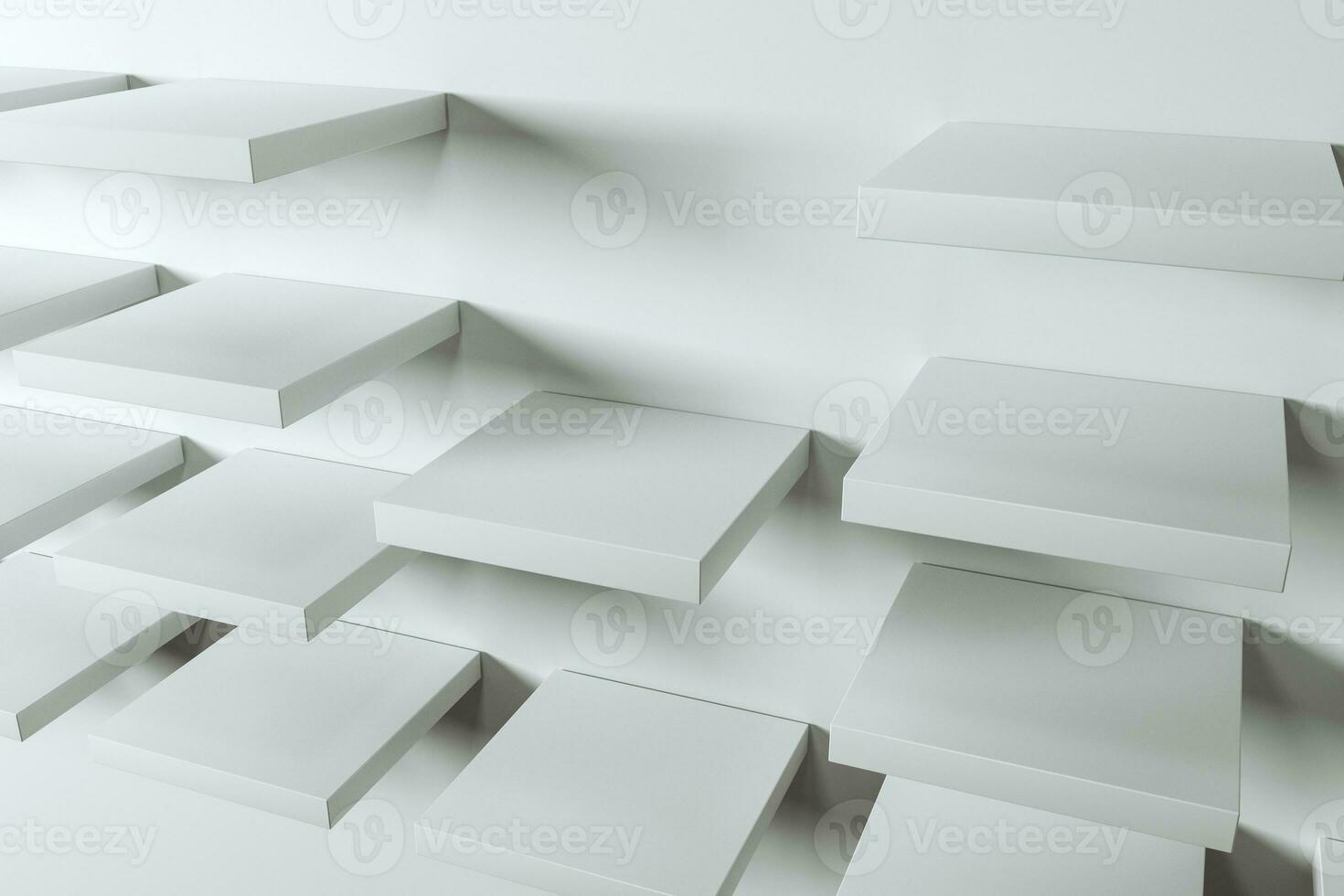 3d weergave, de kubiek platform in de wit leeg kamer. foto