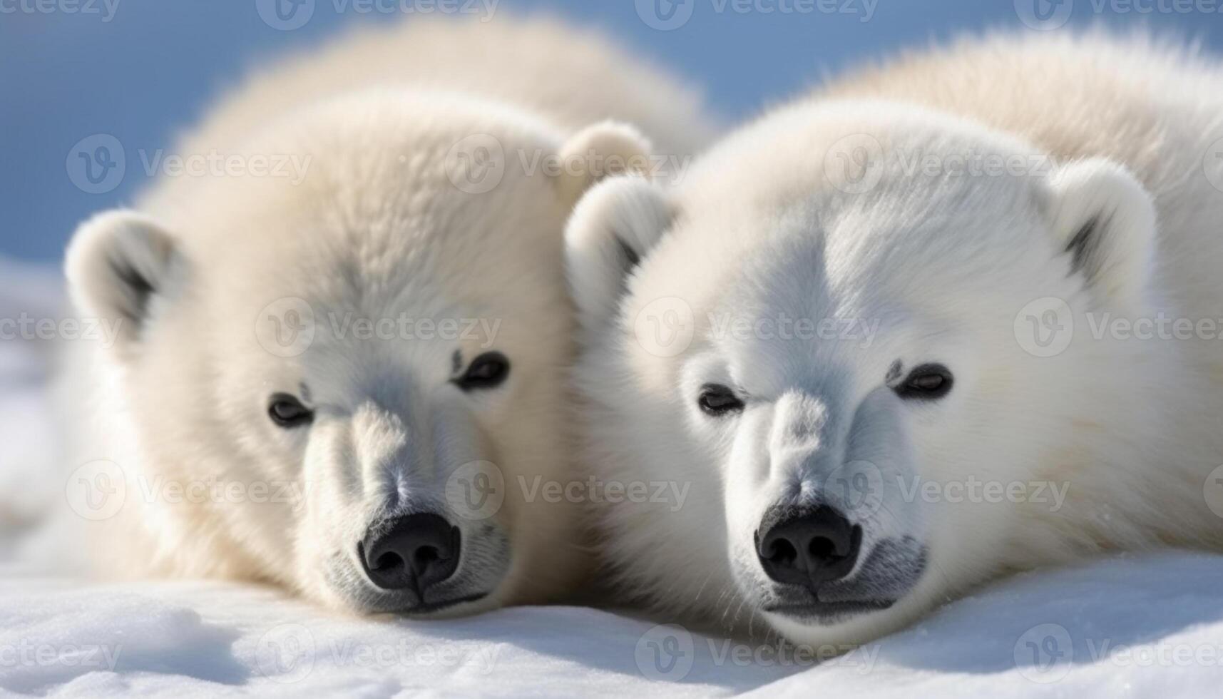 schattig samojeed puppy spelen in besneeuwd arctisch natuur, op zoek Bij camera gegenereerd door ai foto